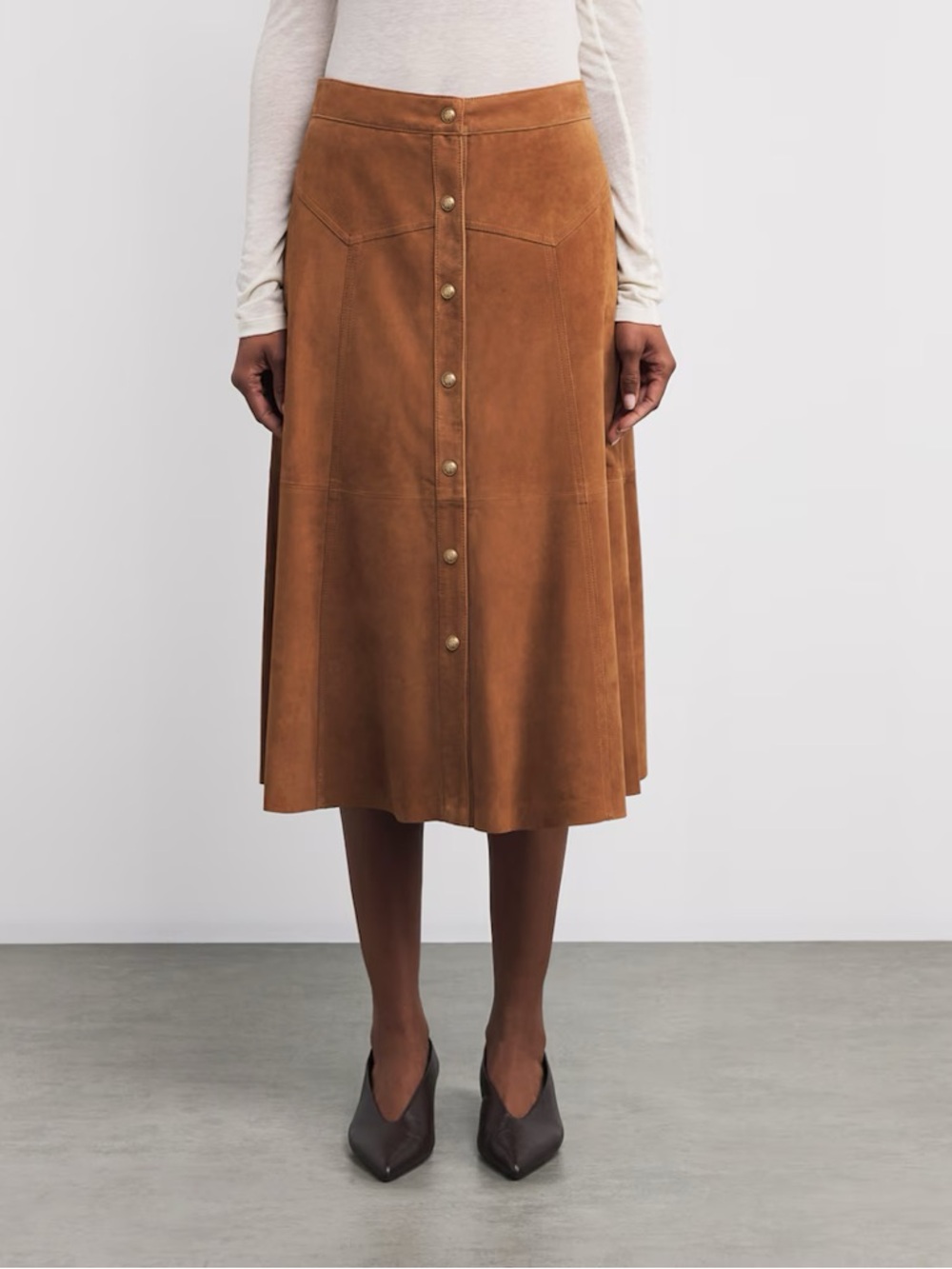 A.L.C. Leather Midi Skirt